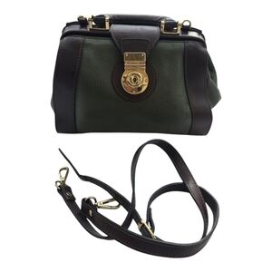 Divina Firenze Leather Crossbody Clutch Bag Satchel GreenBrown Removeable Strap